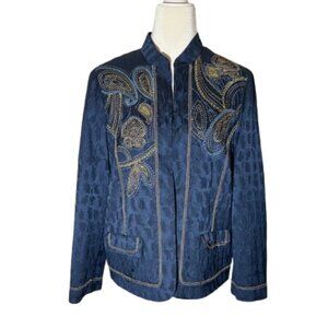 Women's Alfred Dunner Blue Embroidered Blazer - 14P